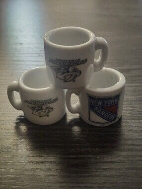 Vintage 90's Mini Mugs Nashville Predators & New York Rangers Lot Of 3